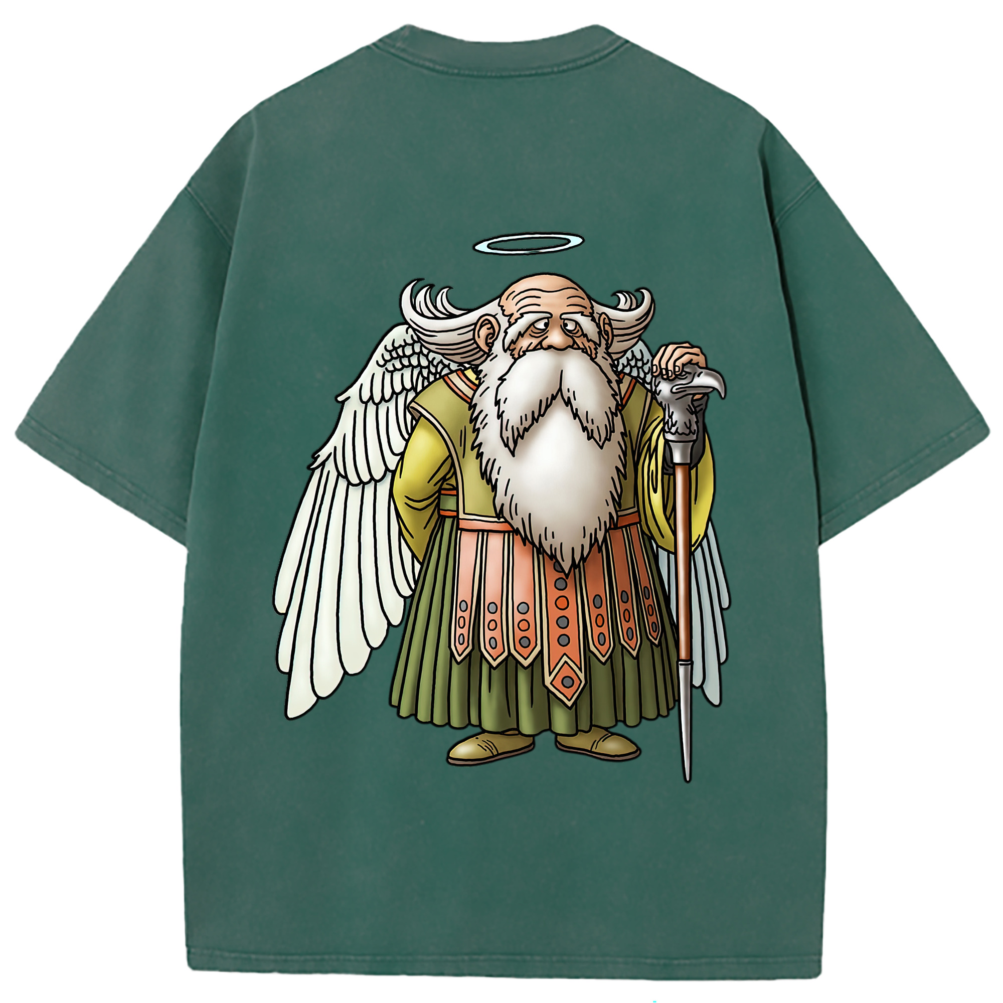 （画像用） ドラゴンクエスト Doragon Kuesuto Dragon Quest 綿100% ヴィンテージ風 半袖Tシャツ（背面プリント）
